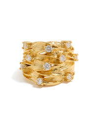 Gold Plated Chunky Lined Ring - link has visual effect only