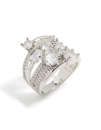 Silver Multi Cubic Zirconia Layered Wrap Ring - link has visual effect only
