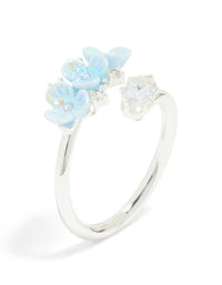Silver Plated Triple Flower Wrap Ring - link has visual effect only