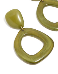 Organic Green Acrylic Open Oval Drop Earrings - link has visual effect only
