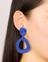Dark Blue Acrylic Organic Square-Oval Drop Earrings - link has visual effect only