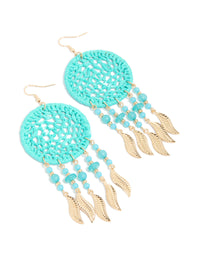 Light Blue Fabric Dreamcatcher Drop Earrings - link has visual effect only