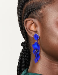 Blue Coated Petal Drop Earrings - link has visual effect only