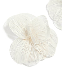 White Coated Metal Full Flower Stud Earrings - link has visual effect only
