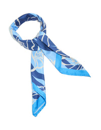 Dark Blue Fabric & Grey Flower Outline Scarf - link has visual effect only