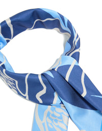 Dark Blue Fabric & Grey Flower Outline Scarf - link has visual effect only