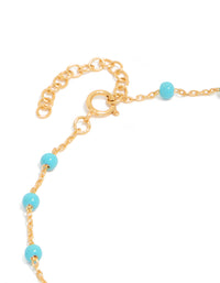 Gold Plated Sterling Silver Blue  Enamel Station Beaded Bracelet - link has visual effect only