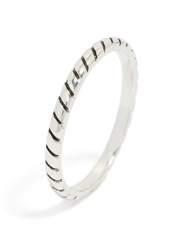 Sterling Silver Textured Black Enamel Ring