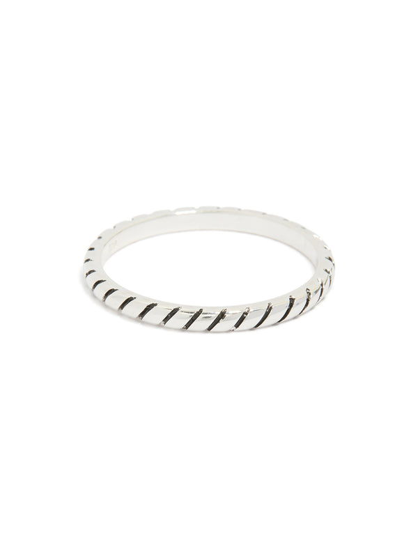 Sterling Silver Textured Black Enamel Ring
