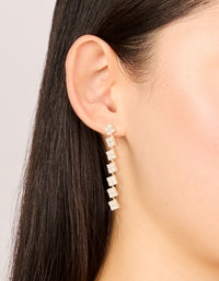 Gold Plated Cubic Zirconia Multi Flower Drop Earrings - link has visual effect only