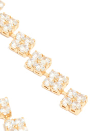 Gold Plated Cubic Zirconia Multi Flower Drop Earrings - link has visual effect only