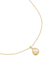 Gold Plated Cubic Zirconia Teardrop Pendant Necklace - link has visual effect only