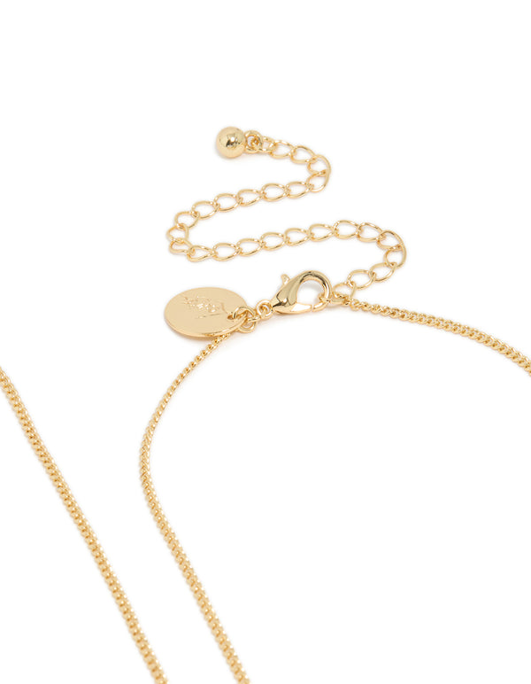 Gold Plated Angel Wing & Diamante Cross Necklaces 2-Pack