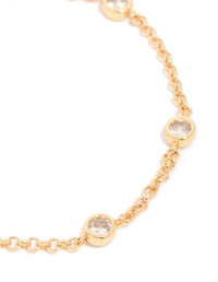 Gold Plated Cubic Zirconia Bezel Set Bracelet - link has visual effect only