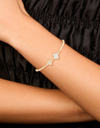 Gold Plated Cubic Zirconia Double Flower Toggle Bracelet - link has visual effect only