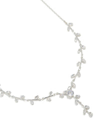 Silver Plated Cubic Zirconia Dainty Vine Spaced Necklace - link has visual effect only