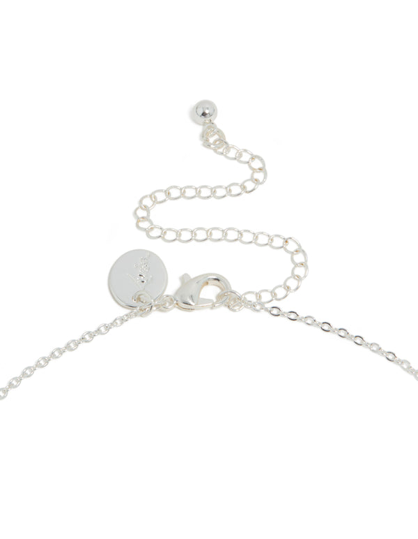 Silver Plated Cubic Zirconia Dainty Vine Spaced Necklace