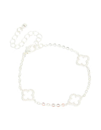 Silver Plated Cubic Zirconia Outline Flower Bracelet - link has visual effect only
