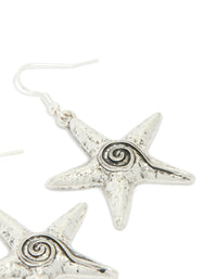 Antique Silver Swirl Starfish Hook Earrings - link has visual effect only