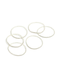 Featuring silver diamante stretch bracelets in an 8-pack front view - link has visual effect only