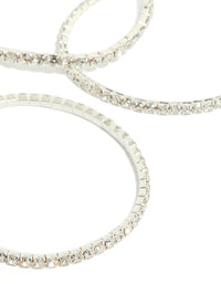 Designed in silver diamante stretch bangle 8-pack on wrist view - link has visual effect only