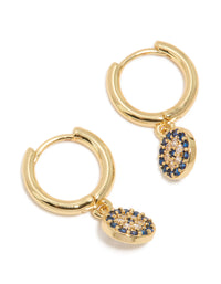 Gold Plated Cubic Zirconia Evil Eye Circle Huggie Earrings - link has visual effect only
