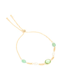 Gold Plated Green Cubic Zirconia Freshwater Pearl Toggle Bracelet - link has visual effect only
