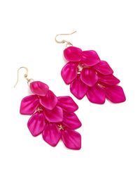Fuchsia Pink Coated Metal Petal Drop Earrings - link has visual effect only