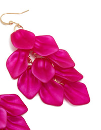 Fuchsia Pink Coated Metal Petal Drop Earrings - link has visual effect only