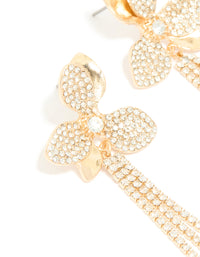 Gold Diamante Flower Drop Earrings - link has visual effect only