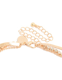 Explore this gold diamante and snake chain layered necklace with pendant clasp detail view - link has visual effect only