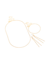 Gold Diamante Tennis Bracelet, Earrings & Necklace Pack - link has visual effect only