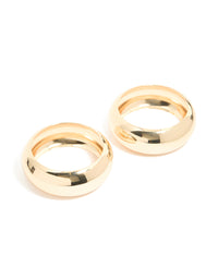 Discover a 2-pack of gold oversized chunky statement bangles front view - link has visual effect only