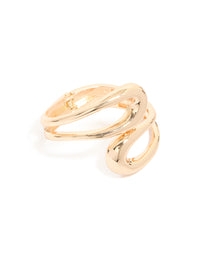 Discover the gold wrapped loop hinged bangle front view - link has visual effect only