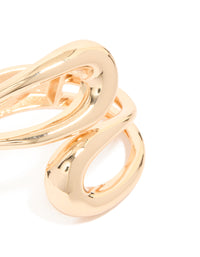 Featuring the gold wrapped loop hinged bangle in close up view - link has visual effect only