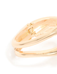 Highlighting the gold wrapped loop hinged bangle with closure detail view - link has visual effect only