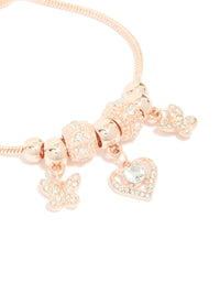 Rose Gold Diamante Heart & Butterfly Charm Toggle Bracelet - link has visual effect only