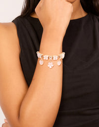 Rose Gold Flower & Heart Charm Toggle Bracelet - link has visual effect only