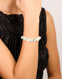 Silver Diamante Heart Charm Toggle Bracelet - link has visual effect only