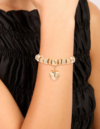 Gold Heart & Pearl Charm Toggle Bracelet - link has visual effect only
