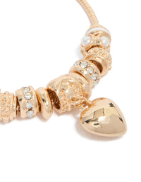 Gold Heart & Pearl Charm Toggle Bracelet - link has visual effect only