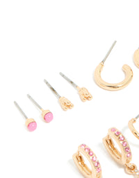 Gold Pink & Enamel Fish Earrings 5-Pack - link has visual effect only