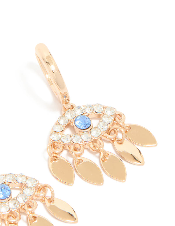 Gold Evil Eye Drop Huggie Earrings