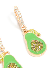 Gold Diamante Avocado Huggie Earrings - link has visual effect only