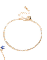 Gold Evil Eye Tennis & Chain Anklets 3-Pack - link has visual effect only