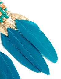 Blue Feather & Beaded Drop Earrings - link has visual effect only
