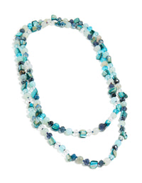 Blue Irregular Beaded Double Layered Necklace - link has visual effect only