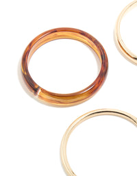 Gold, Brown & Blue Acrylic Bangles  4-Pack - link has visual effect only