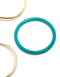 Gold, Brown & Blue Acrylic Bangles  4-Pack - link has visual effect only