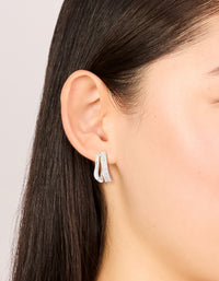 Silver Plated Cubic Zirconia Illusion Baguette Hoop Earrings - link has visual effect only